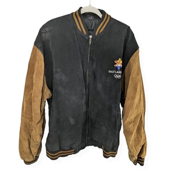 Salt Lake 2002 Other - VTG Salt Lake City Utah Winter Olympics 2002 Bomber Jacket Suede 3XL Tall